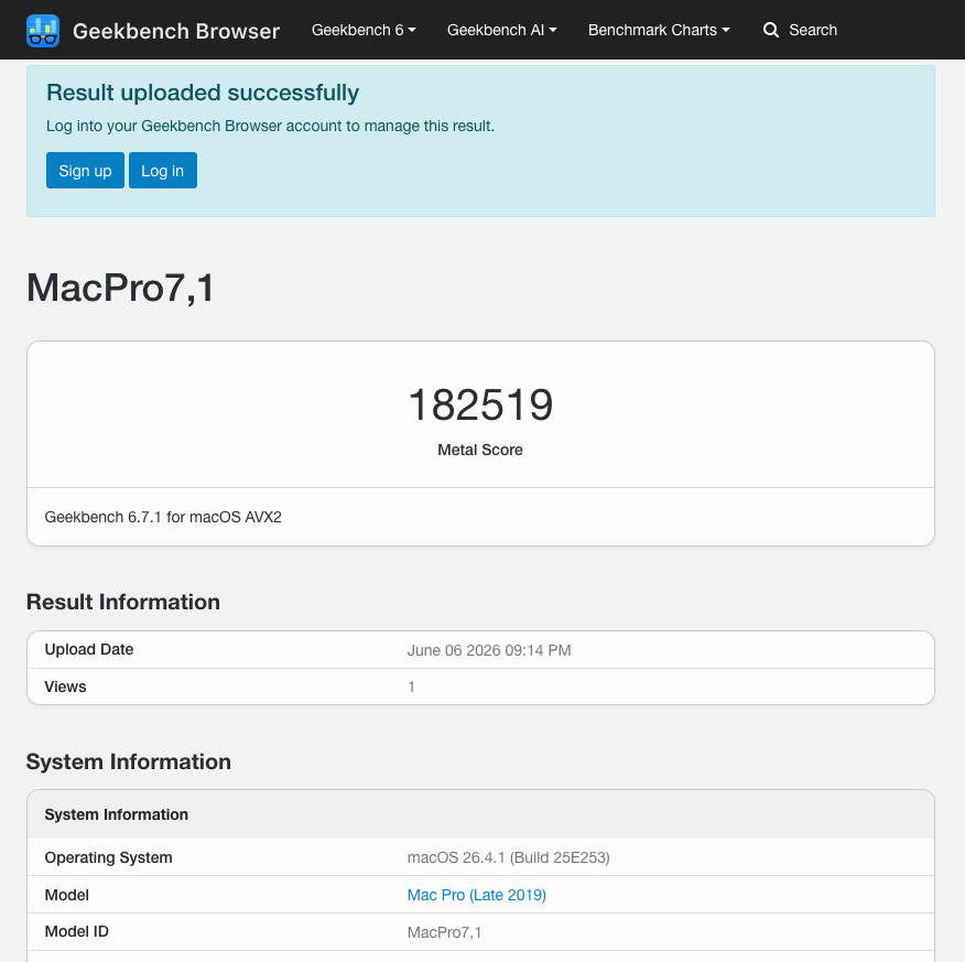 Geekbench Metal compute score